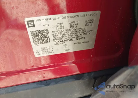 2020 GMC Terrain Fwd Sle from USA, damaged, VIN 3GKALMEV0LL122439